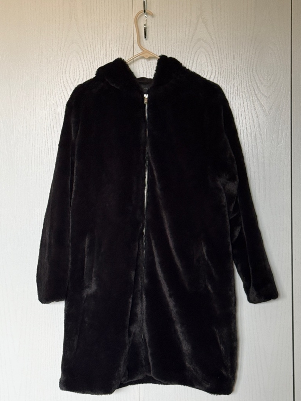 Zara Dark Brown Faux Fur Hooded Jacket